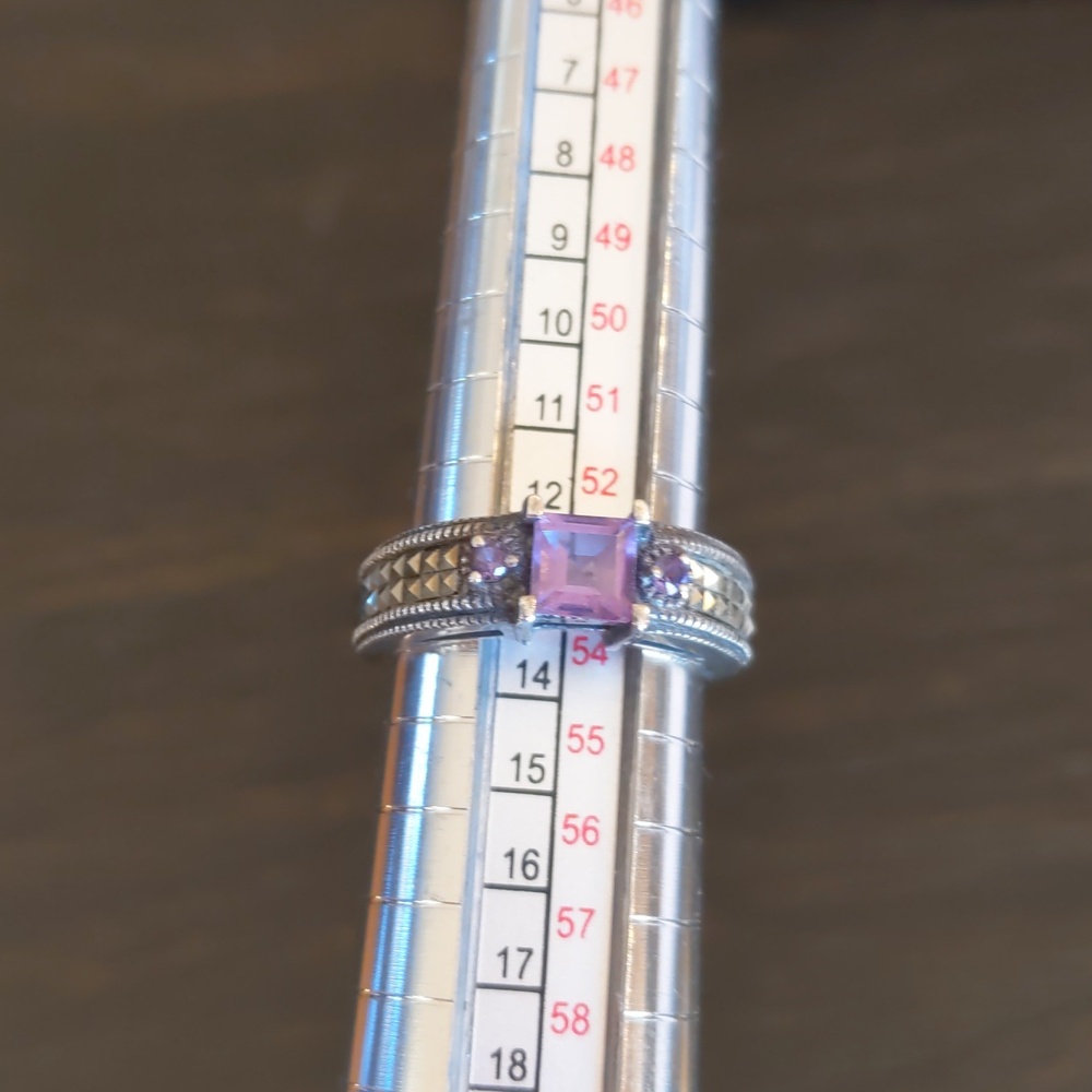 Judith Jack Silver Stackable Ring Set With Amethy… - image 3